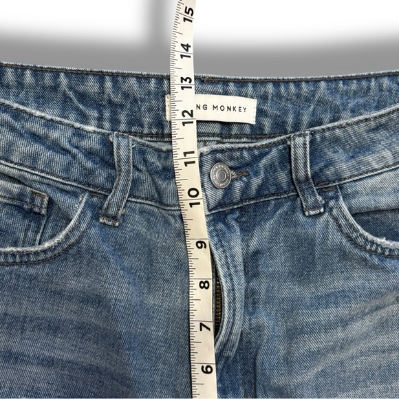 Flying Monkey Women's Blue Jeans Size 28 Distressed Straight Leg High Rise Denim - Picture 7 of 13